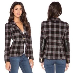 Smythe Blazer Plaid Wool Leather 6